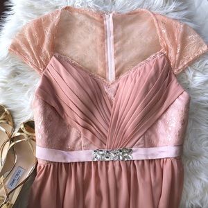 🔥Blush Gown with Lace Cap Sleeves NWOT